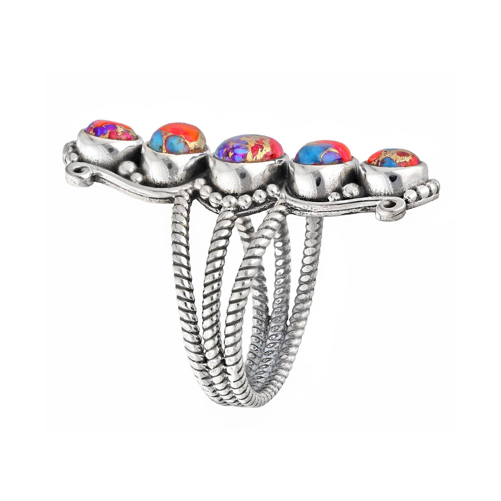 Oyster Copper Turquoise 925 Silver Statement Ring: 9