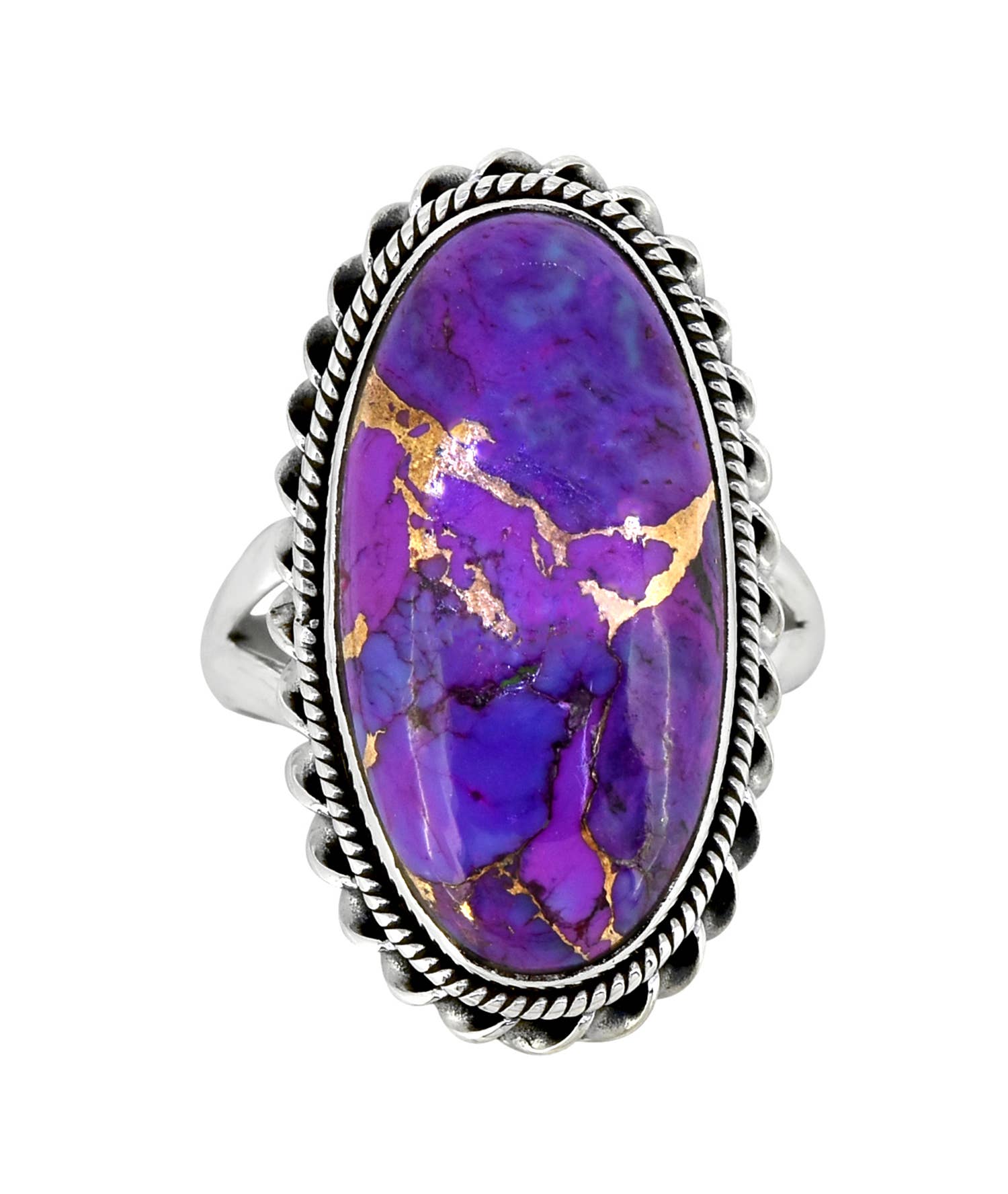 Purple Copper Turquoise 925 Sterling Silver Chunky Ring: 10