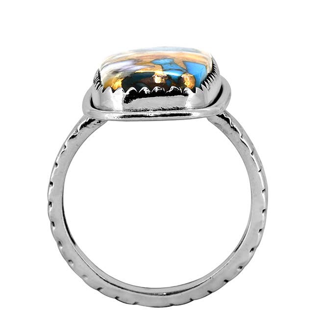 Oyster Copper Turquoise 925 Sterling Silver Statement Ring : 7