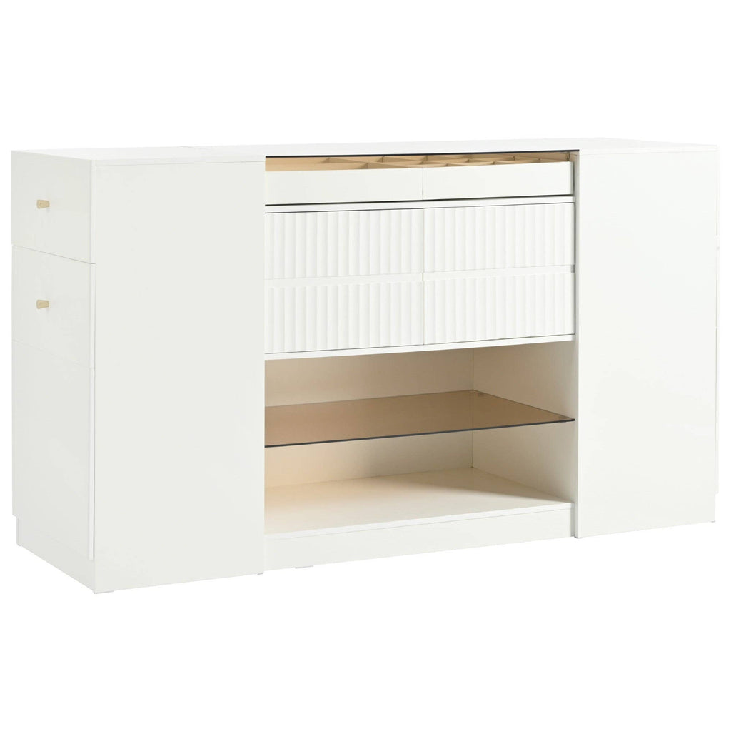 Modern Luxury Island Vanity Dresser with Glass Top&6 Drawer: Default