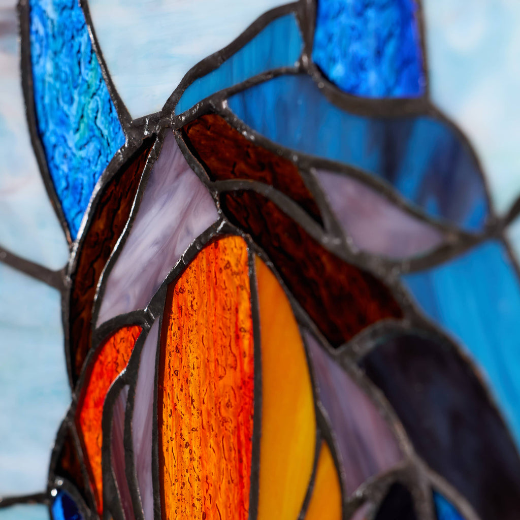 13"H Roz Horse Stained Glass Window Panel