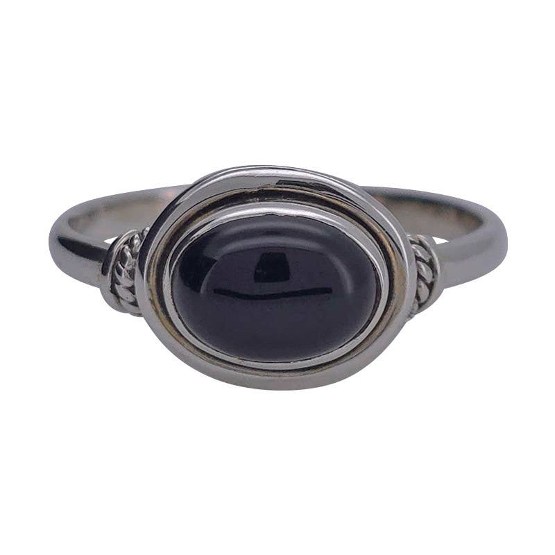 Black Onyx Sterling Silver Ring: 10