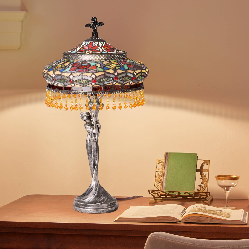 24" Parisian Antique Silver Bell Shade Novelty Table Lamp