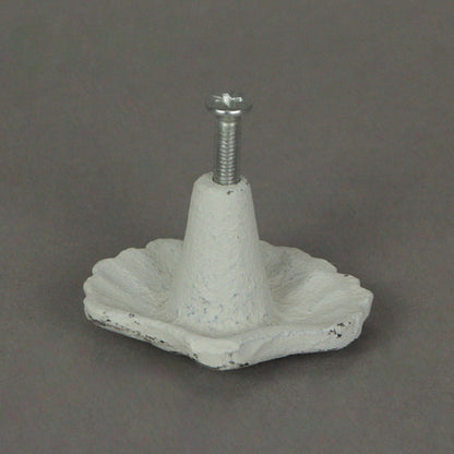 Set of 6 White Cast Iron Scallop Sea Shell Drawer Pulls