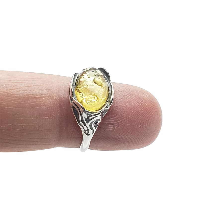 Citrine Amber Oxidized Silver Ring: 7