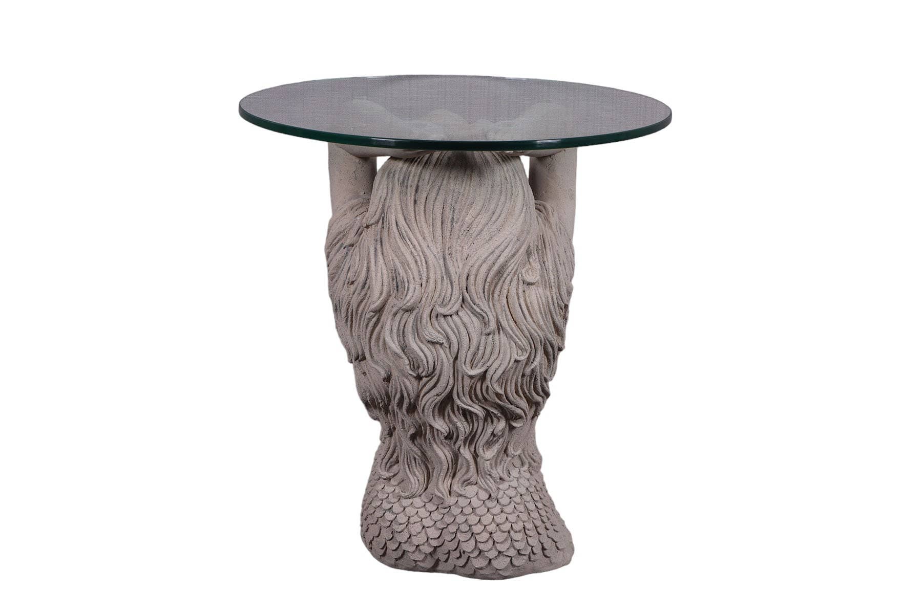 Large Mermaid end table in Roman Stone finish