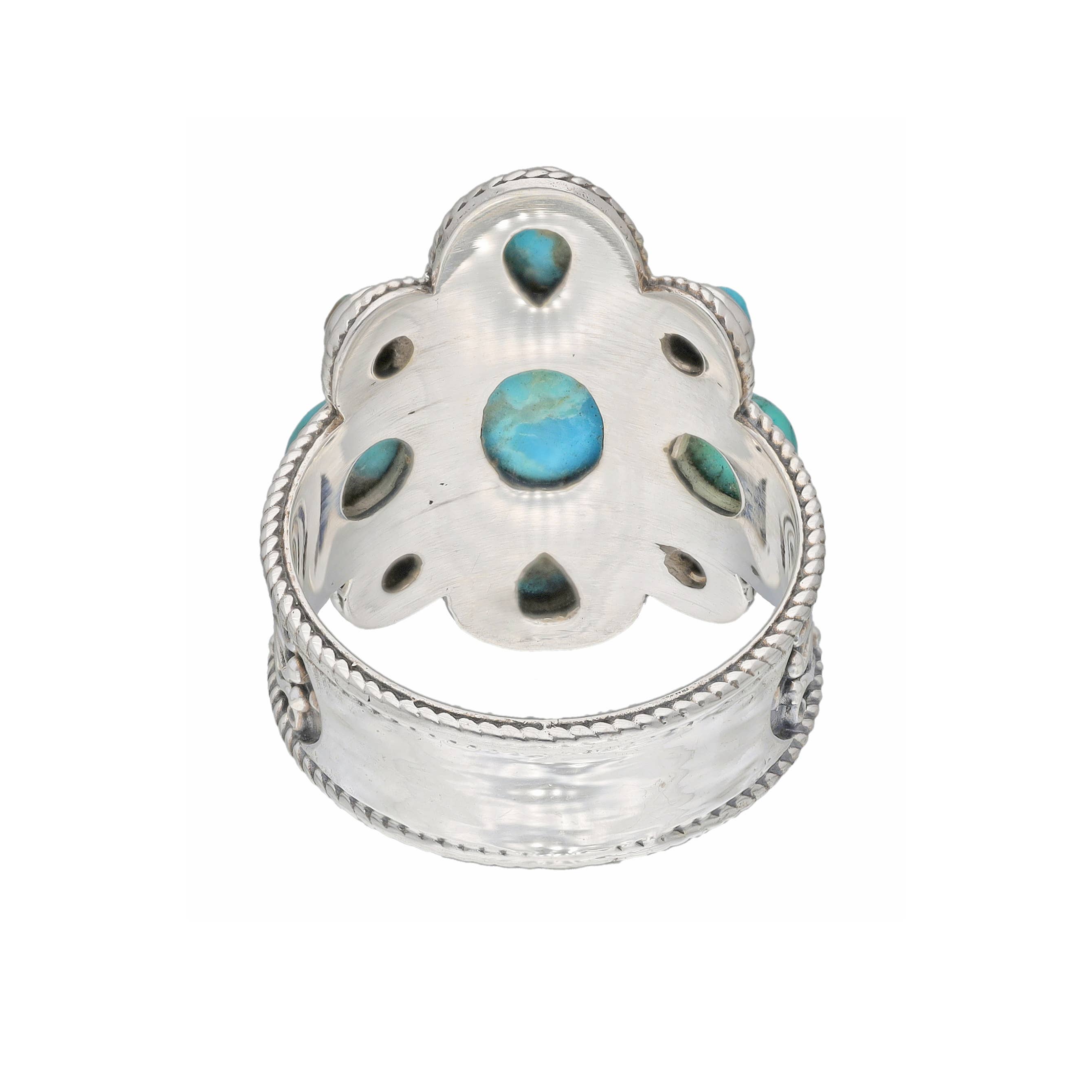 Mohave Turquoise Sterling Silver Statement Rings: 7