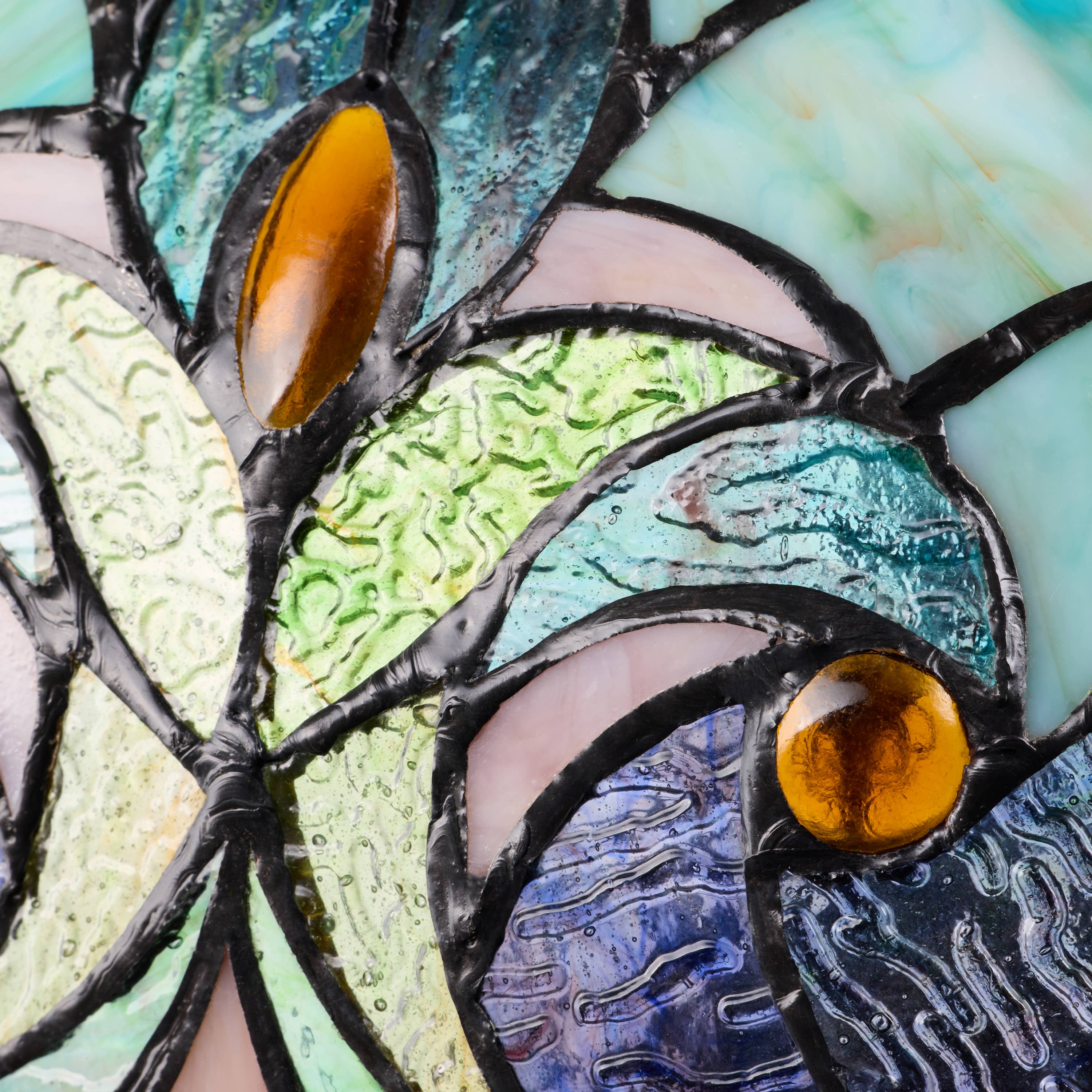 24.5"H Double Lit Teal Bowl Shade Stained Glass Table Lamp