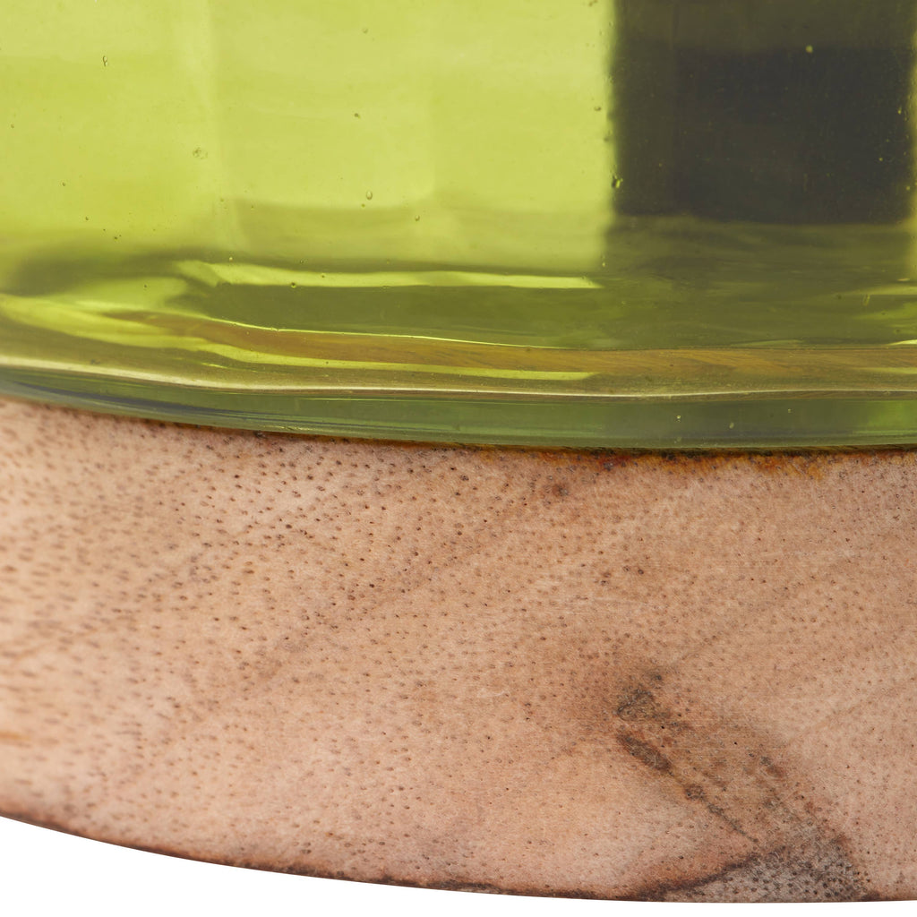 10.5" Chartreuse and Gold Glass Ginger Jar Accent Lamp