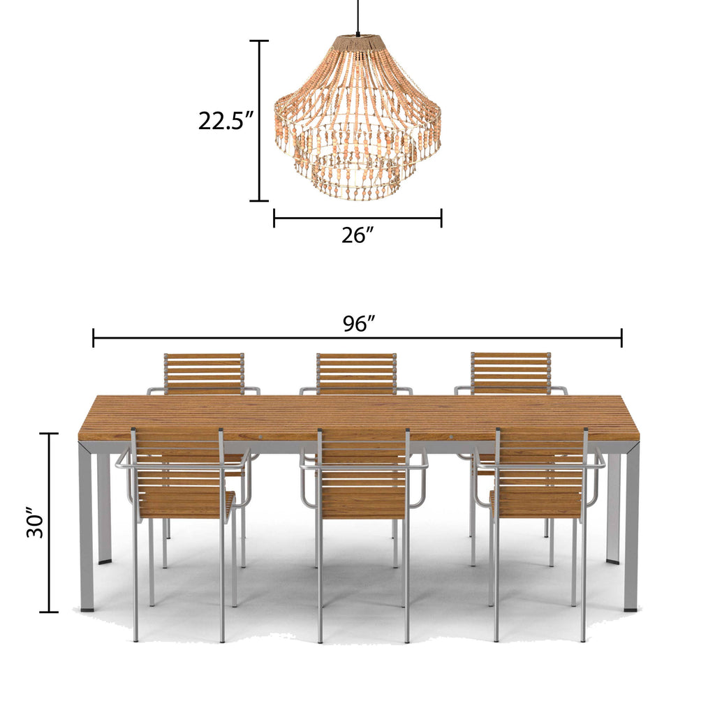 26"W Tululla Ivory Dome Pendant Light with Mango Wood Beads