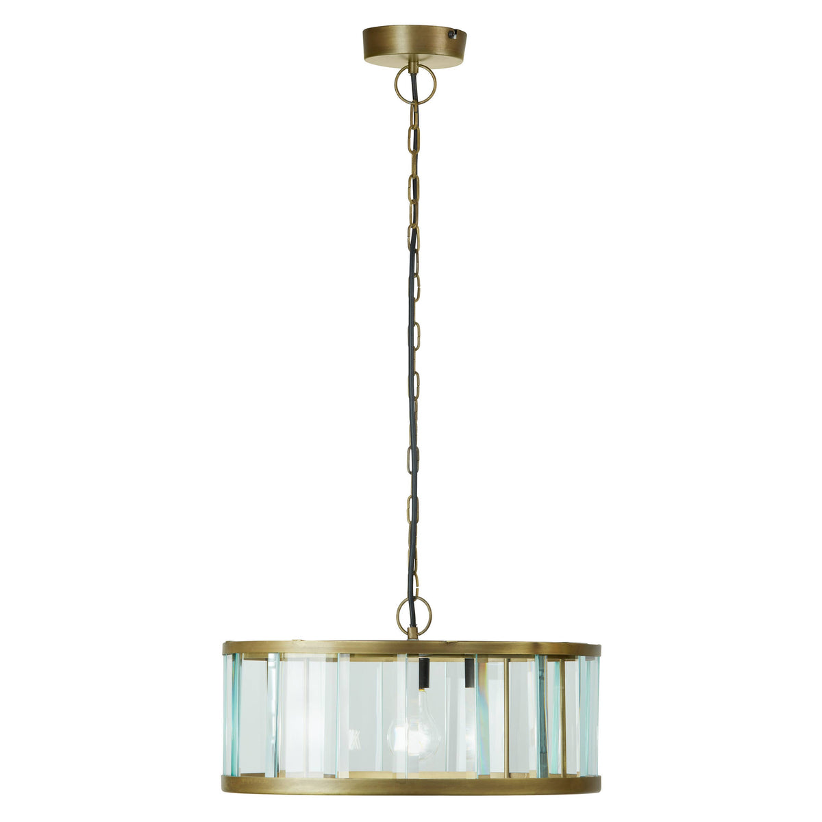 17" Angelina Gold Metal and Beveled Glass Hanging Pendant