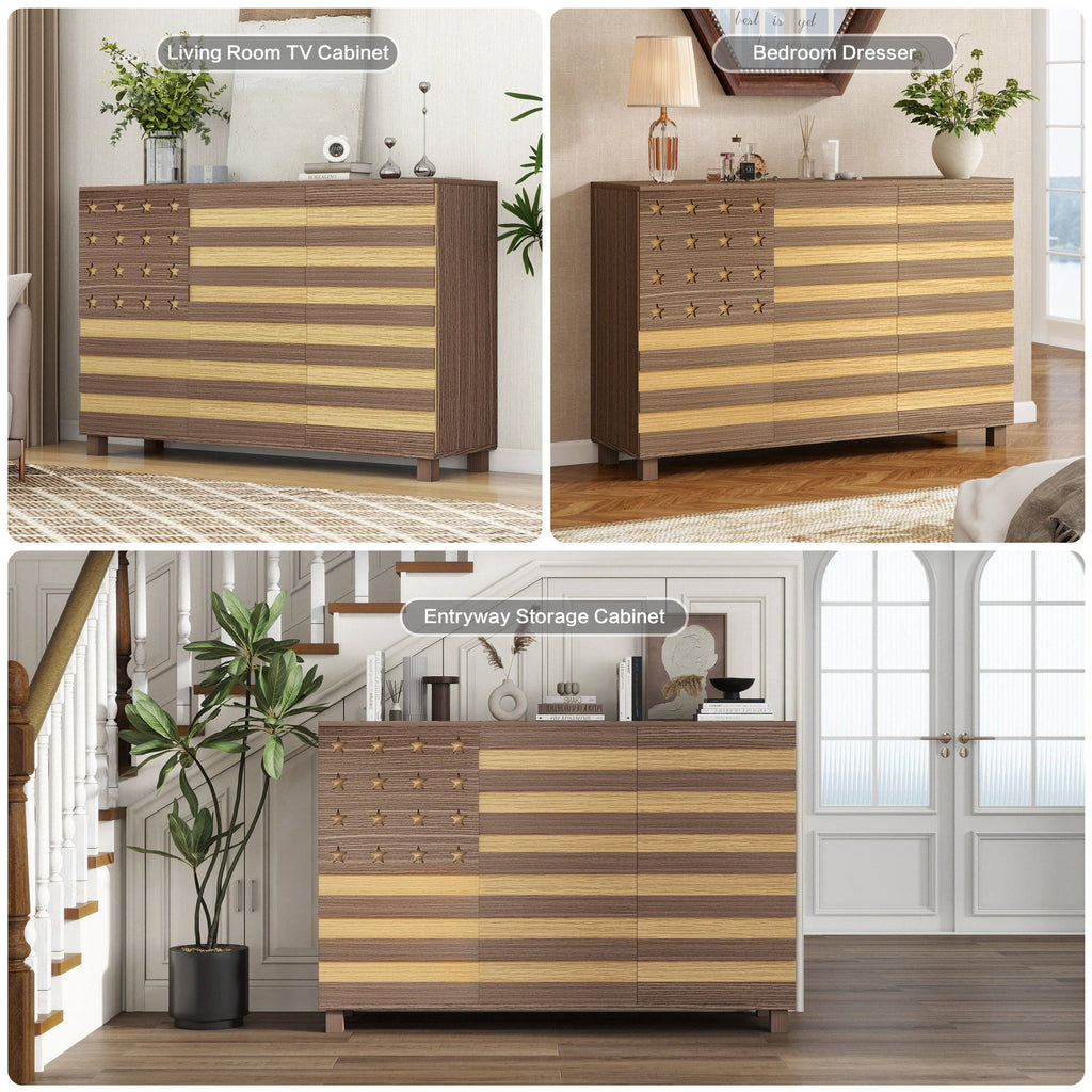 55" Buffet Sideboard Cabinet with Hand-Carved Detail