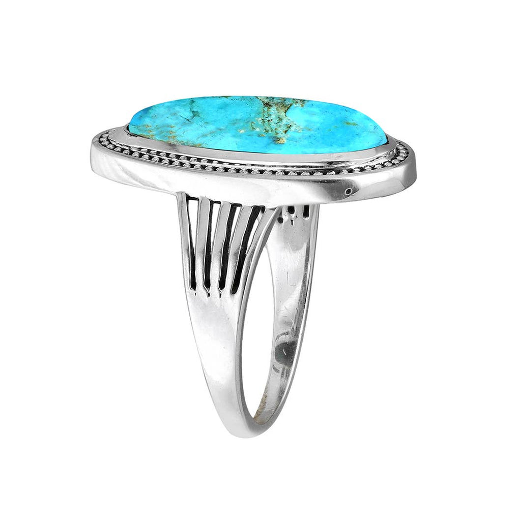 925 Sterling Silver Blue Mohave Turquoise Statement Rings: 7