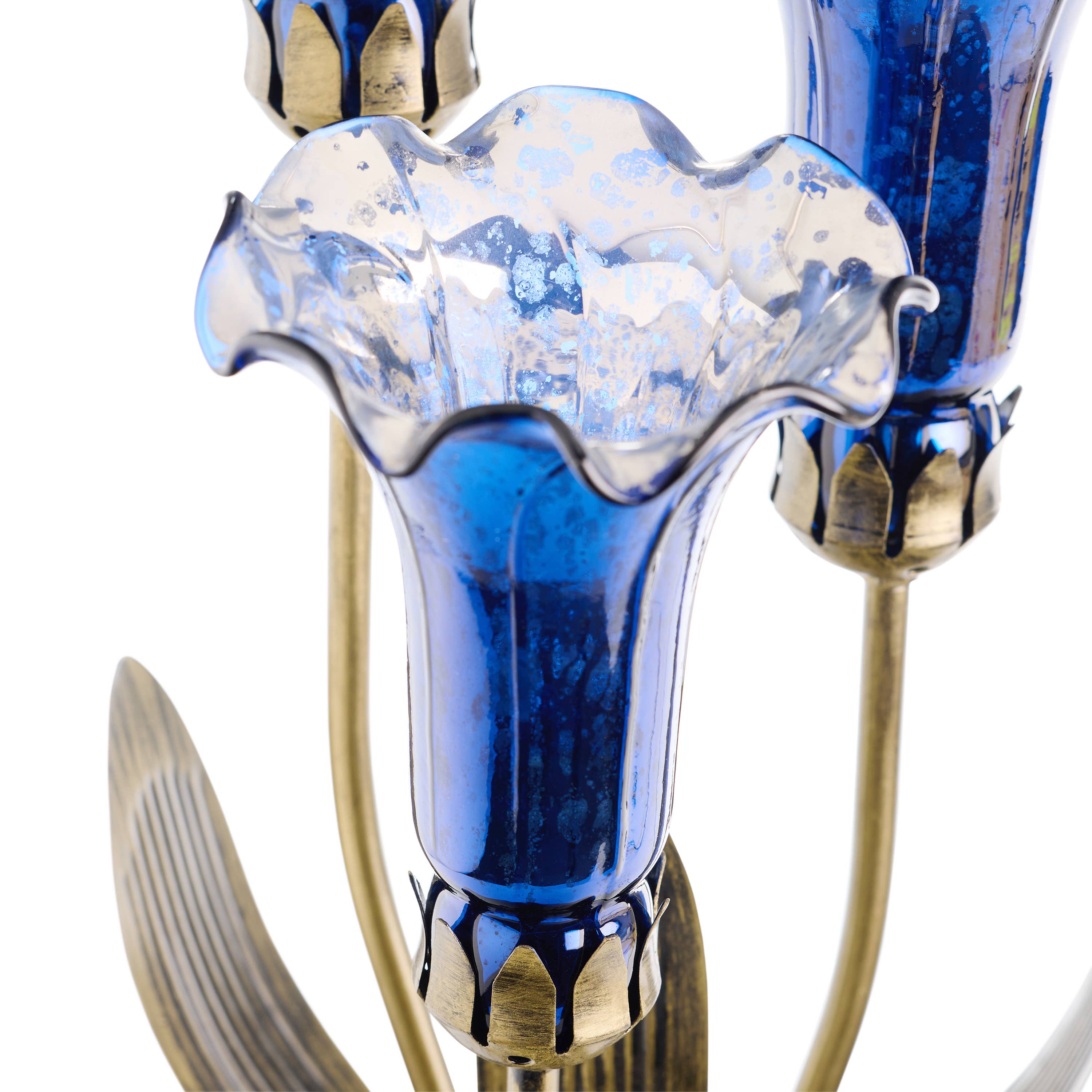 21" 3-Light Blue Mercury Glass Lily Table Lamp