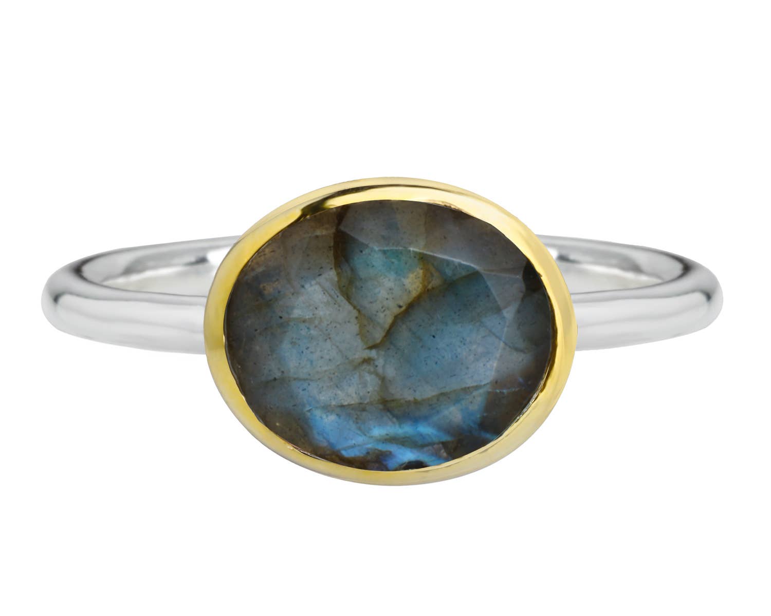 14k Gold Over 925 Sterling Silver Labradorite Ring: 10
