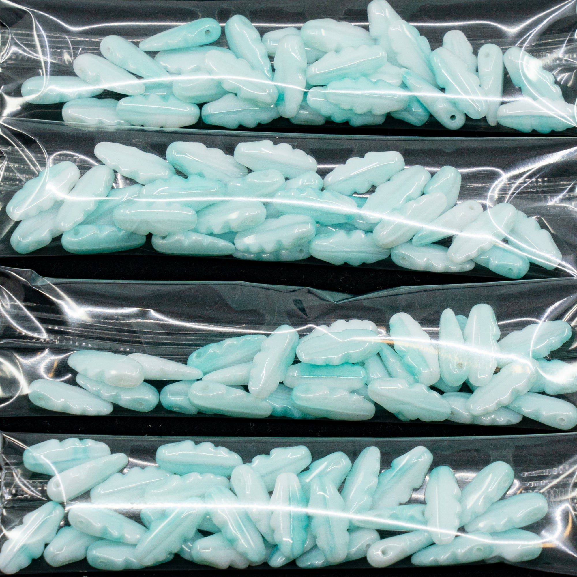 OUTLET 10 grams Serrated Dagger Beads, 6 x 13 mm, Light Green Turquoise (07524), Glass, Czech Republic