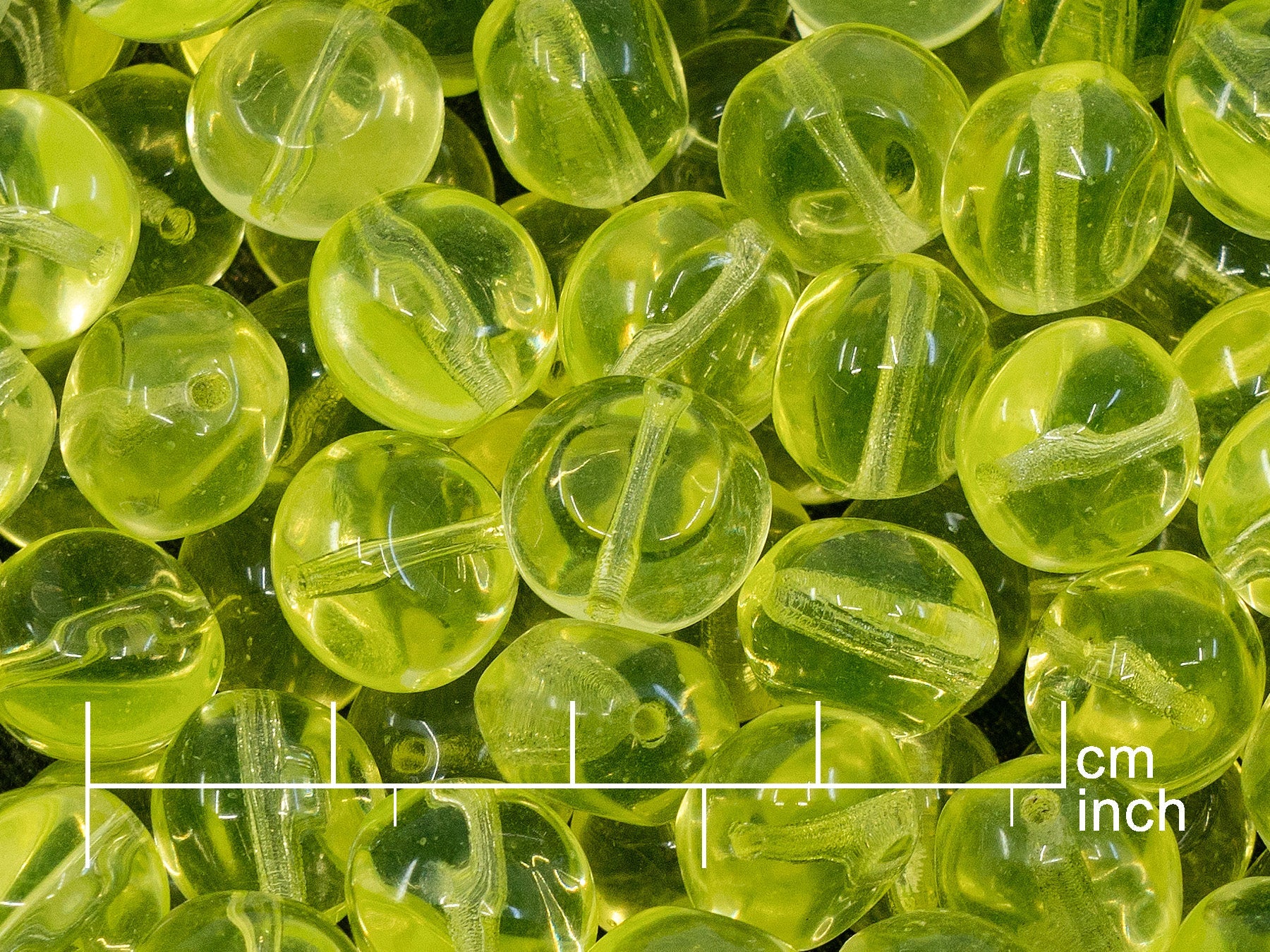 OUTLET 250g Pressed Beads, 12 x 9 mm, Transparent Yellow (111-30384-12x09-80130), Glass, Czech Republic