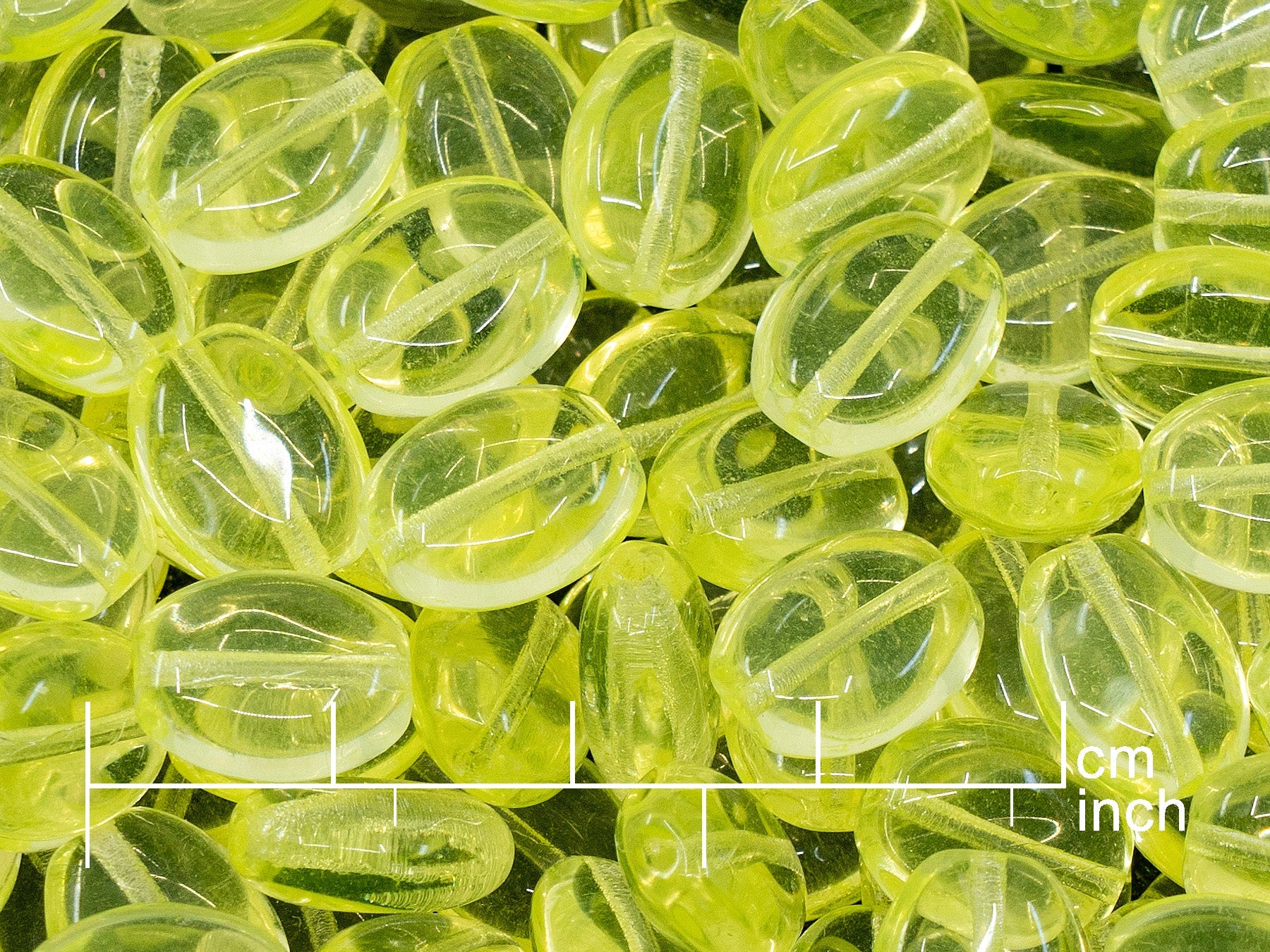 OUTLET 250g Pressed Beads, 11 x 9 mm, Transparent Yellow (111-30315-11x09-80130), Glass, Czech Republic