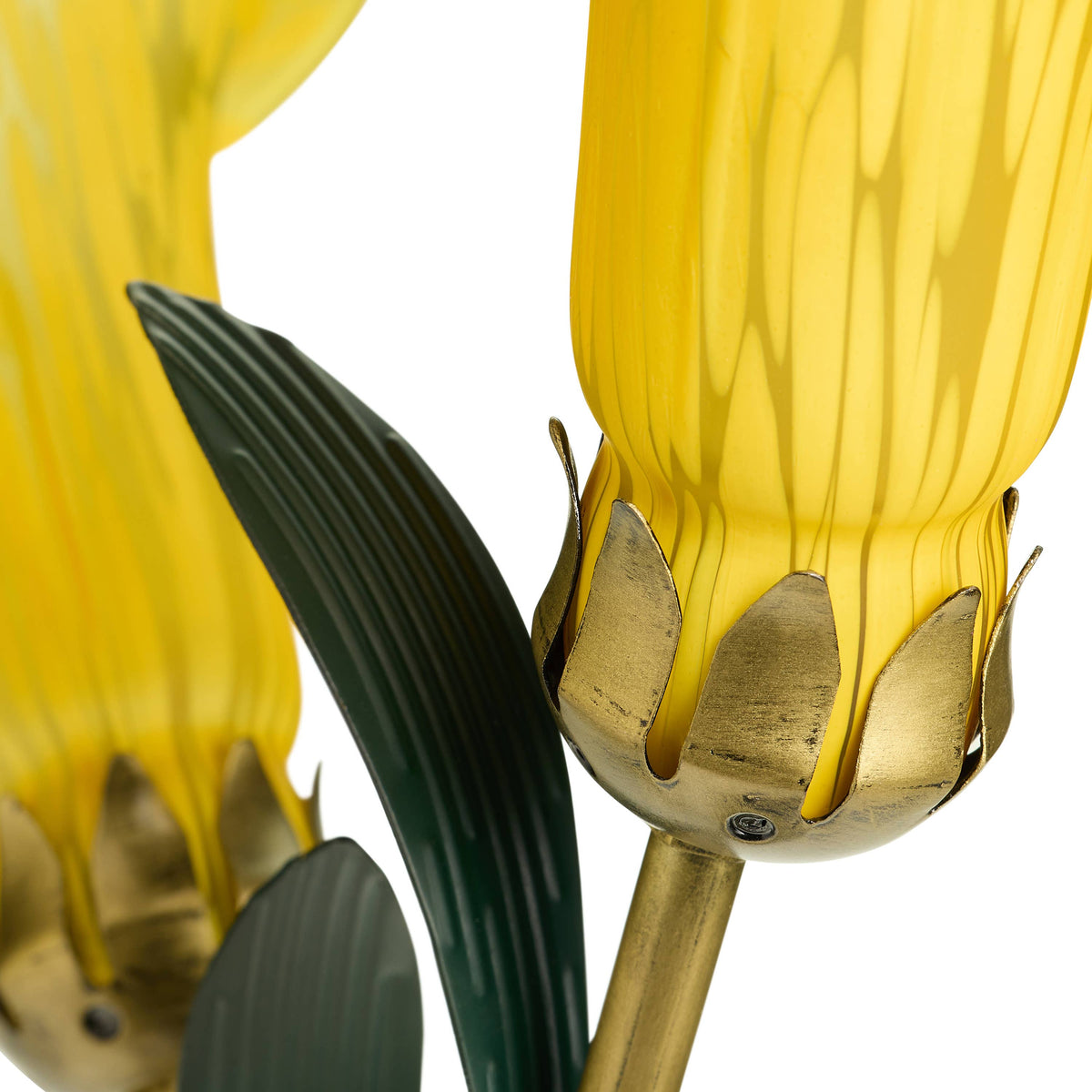 23.5" 3-Light Yellow Handblown Glass Calla Lily Table Lamp