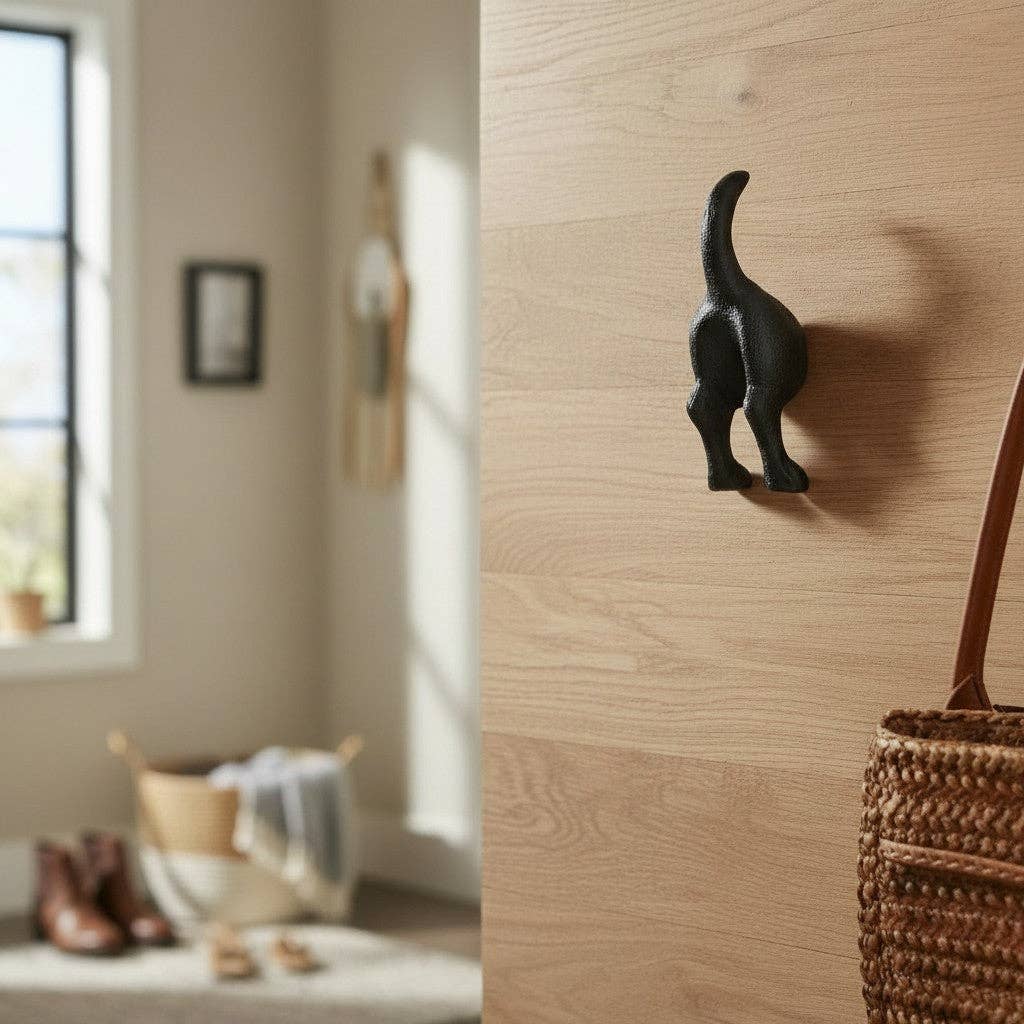 Dog Tail Wall Hook Cast Iron Rustic Home Decor