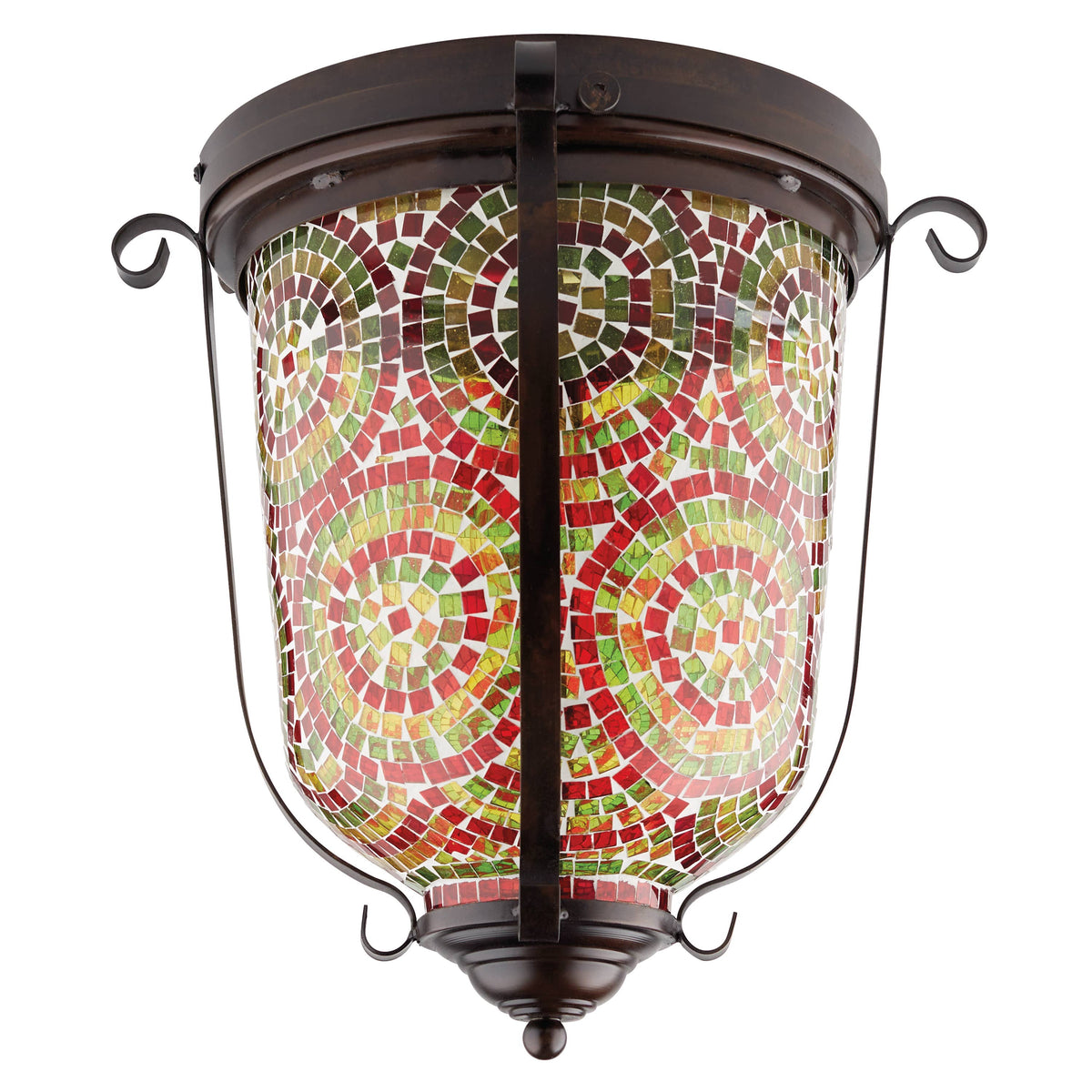 15.5" Anjelica Bullet-Shaped Red & Green Glass Ceiling Light