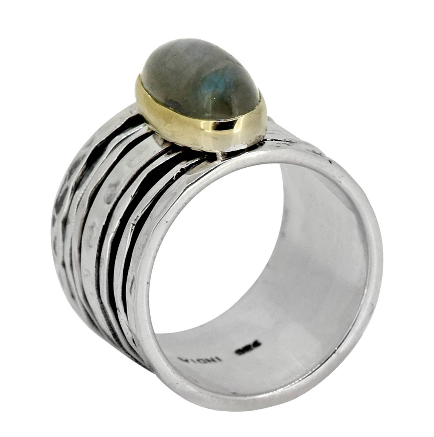 Labradorite 925 Sterling Silver Brass Spinner Ring: 8