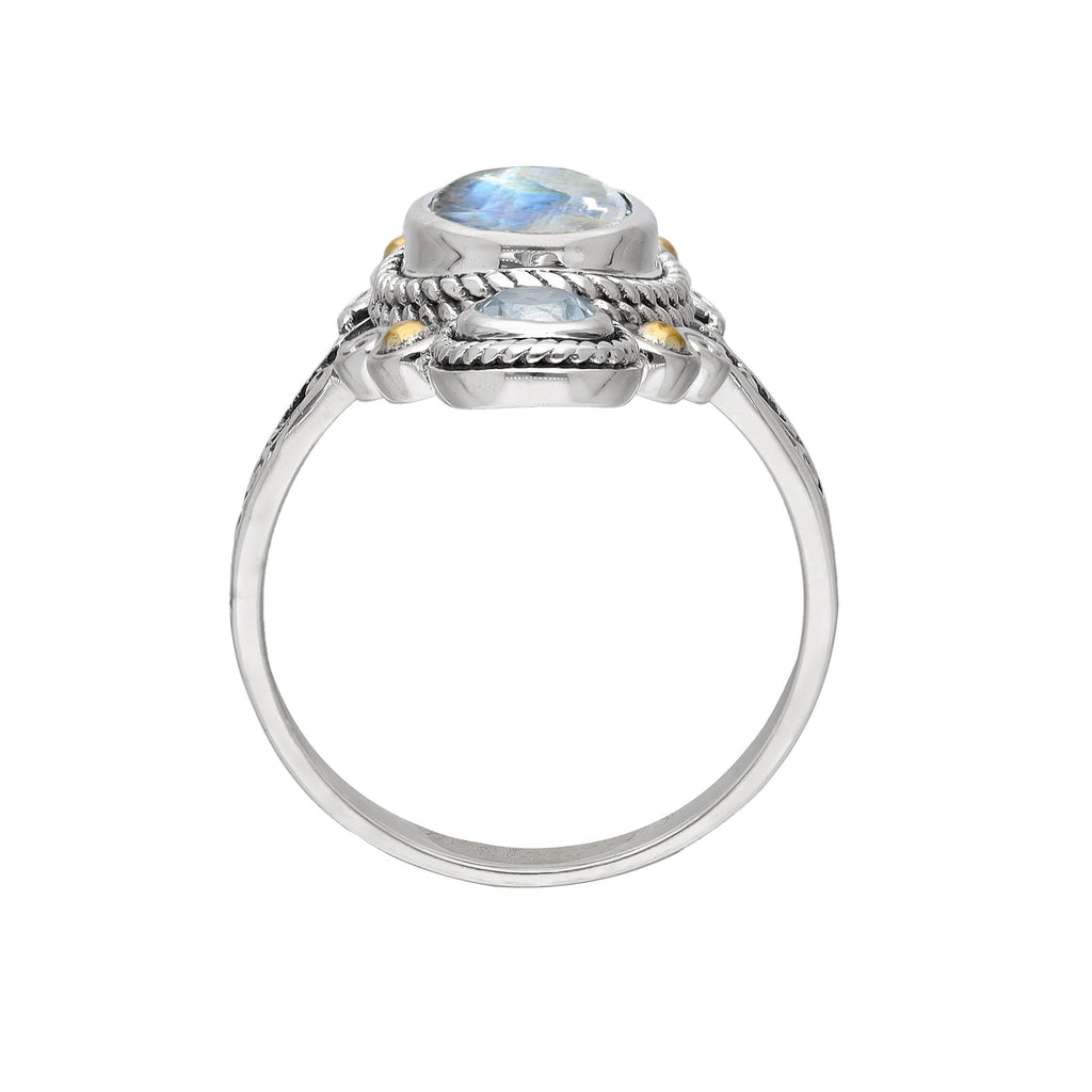 Rainbow Moonstone Sterling Silver Statement Rings: 8