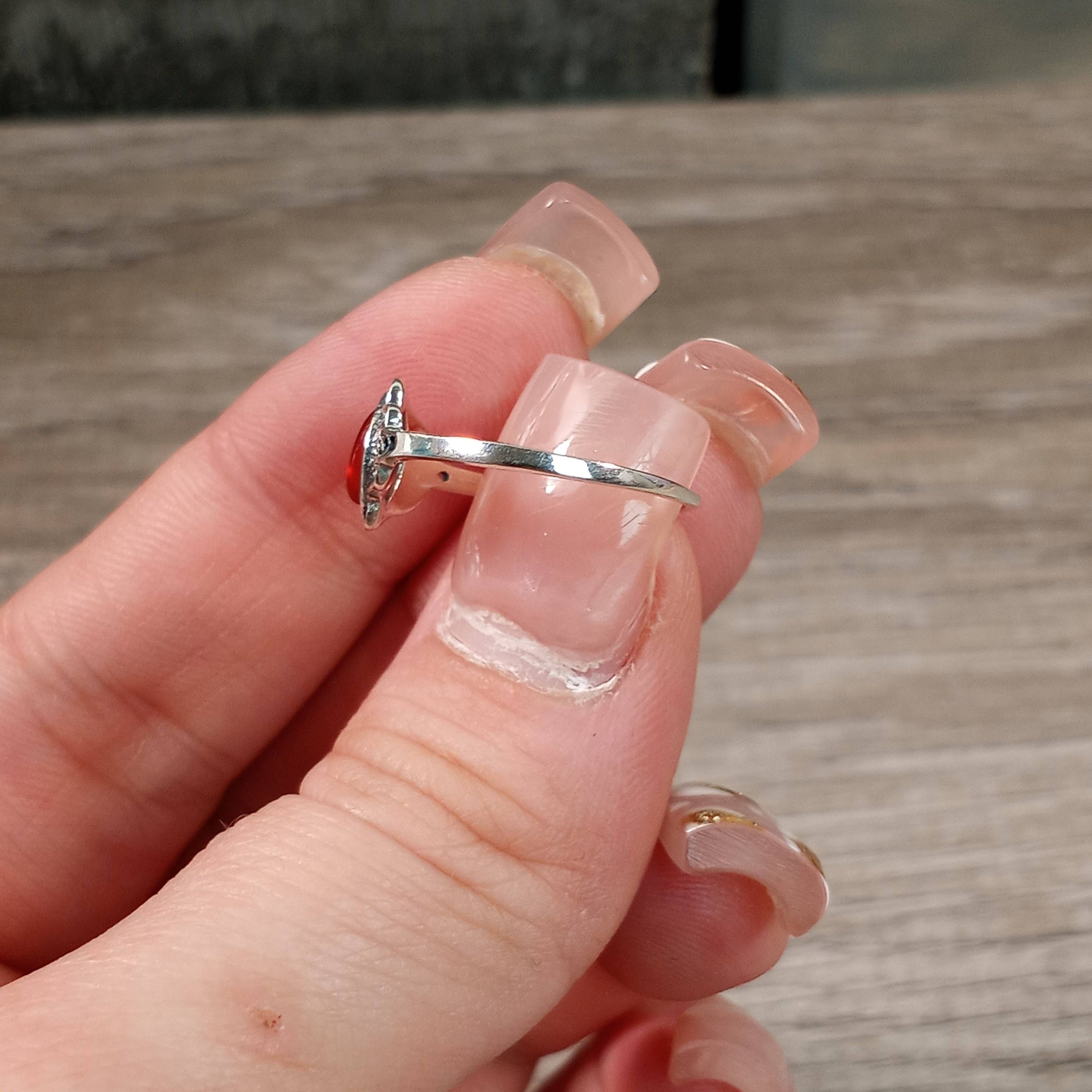 Sterling Silver Ring Hamsa Hand Boho: Citrine / 8