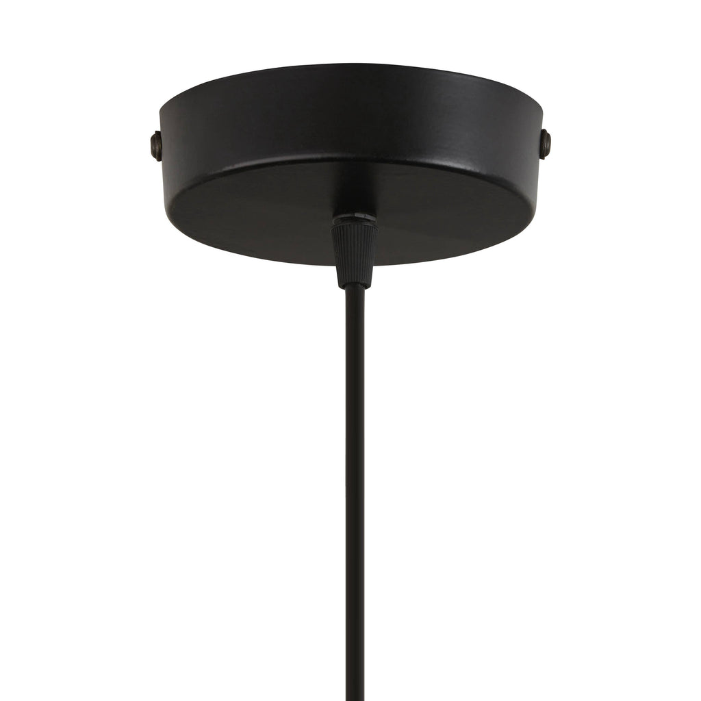 12"W Black Painted Metal Pendant Light with Wood Shade