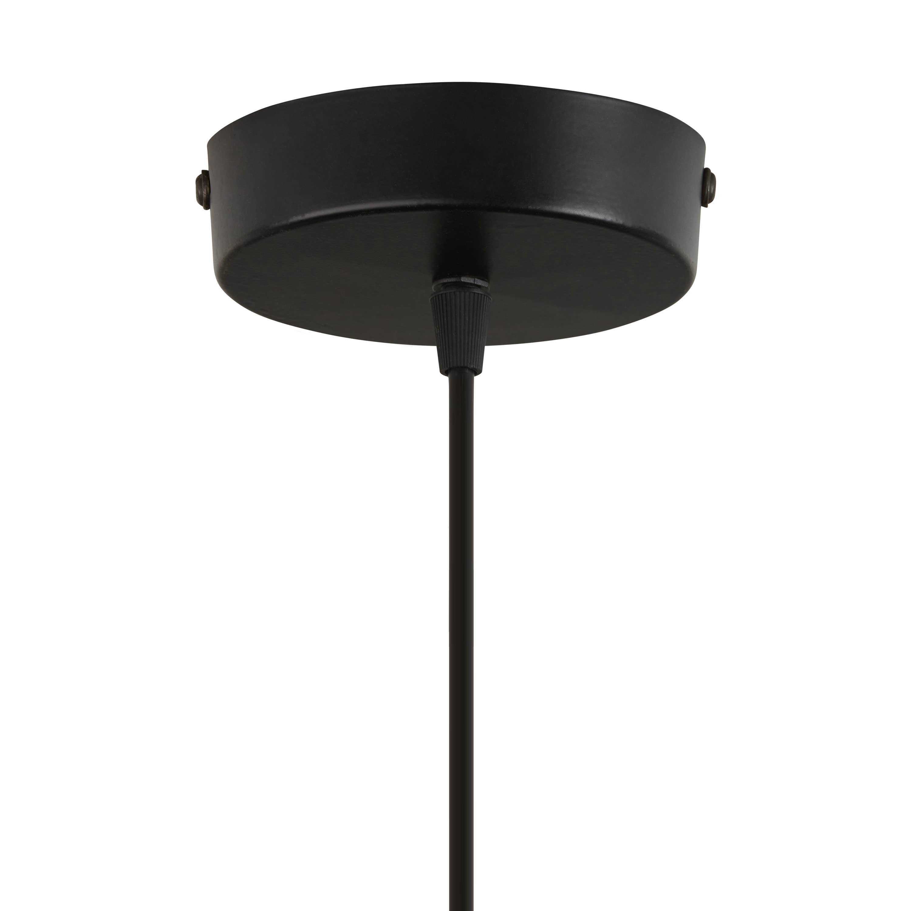 12"W Black Painted Metal Pendant Light with Wood Shade