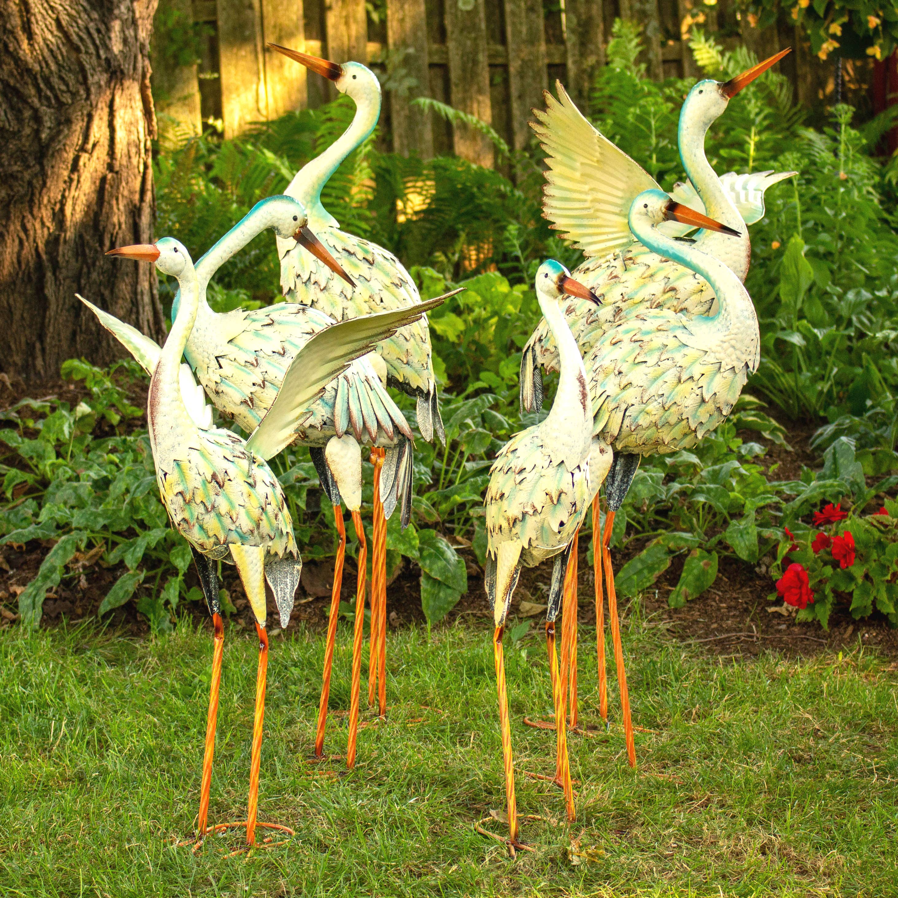 Iron Great White Heron Yard Figurines in 6 Assorted Styles