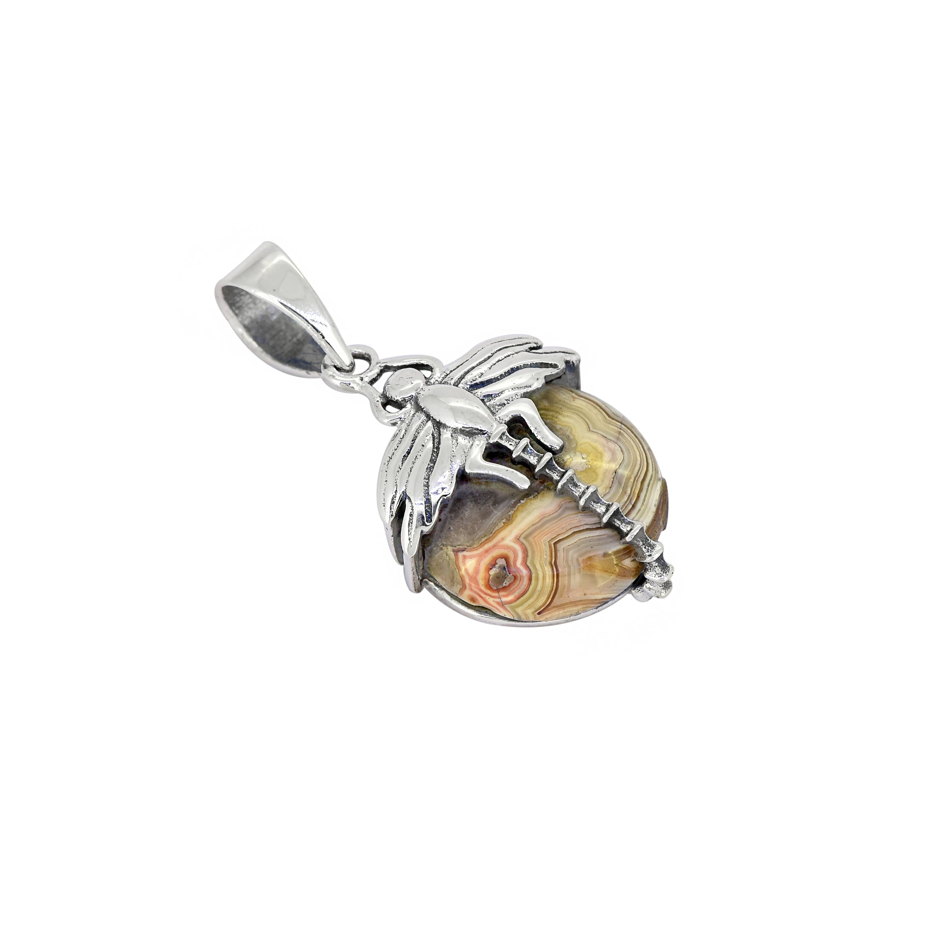 925 Silver Crazy Lace Agate Gemstone Pendant