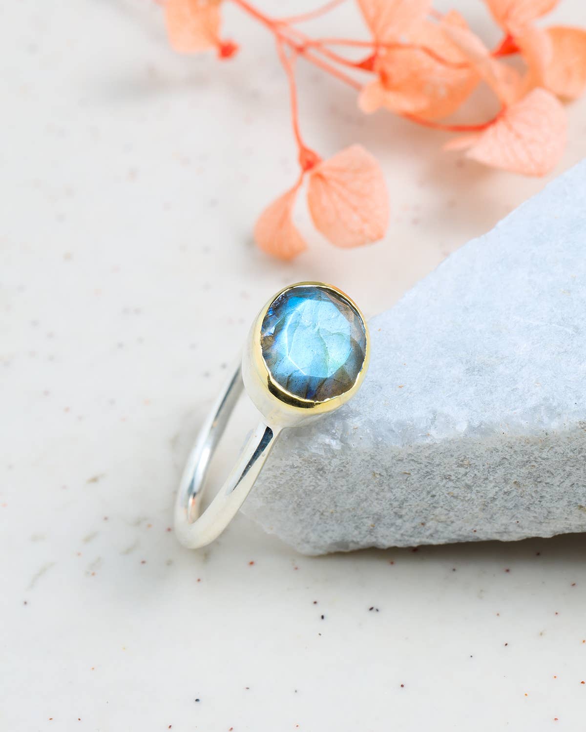 14k Gold Over 925 Sterling Silver Labradorite Ring: 10