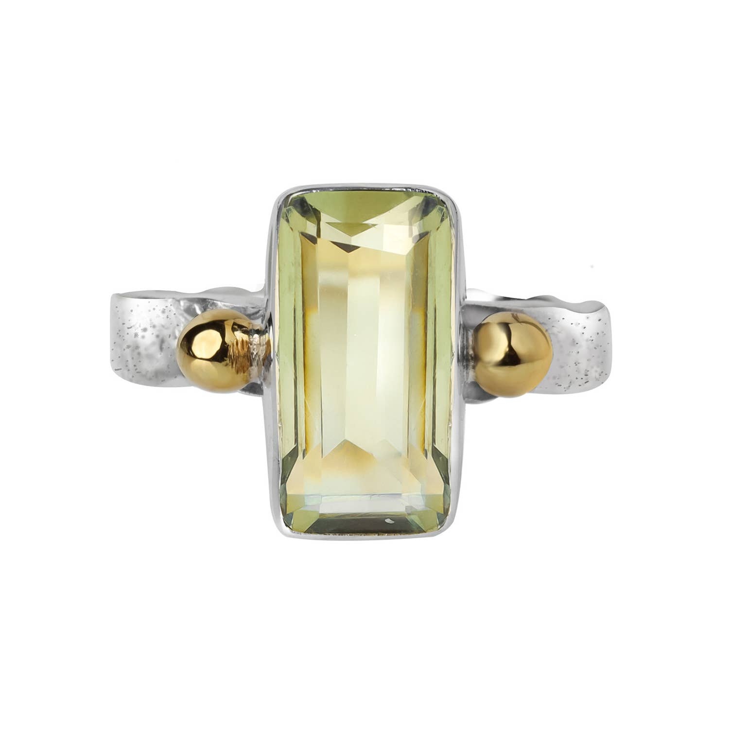 Sterling Silver Prasiolite Silverleaf Ember Ring: 10