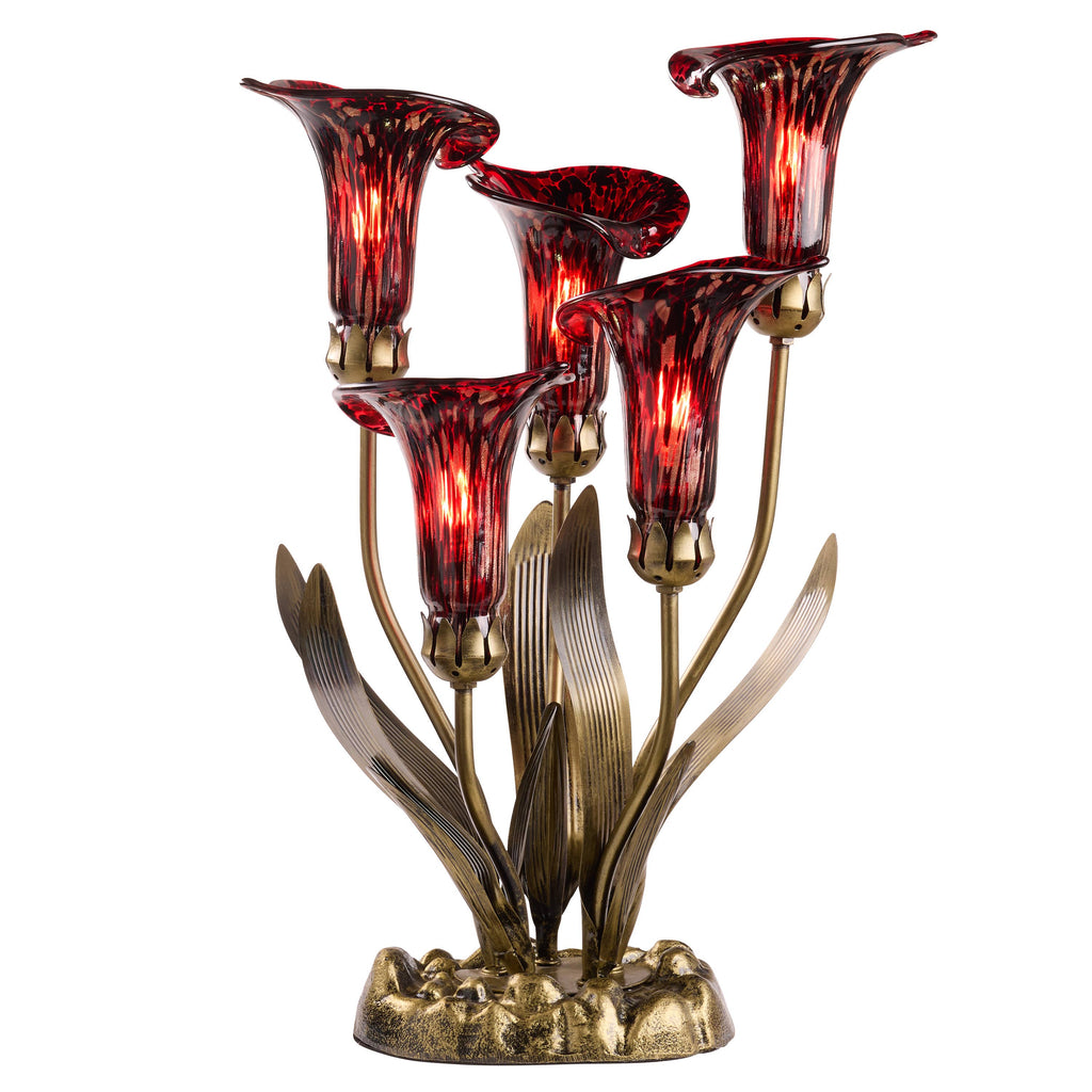 20"H Red Hand Blown Glass 5 Calla Lily Uplight Table Lamp