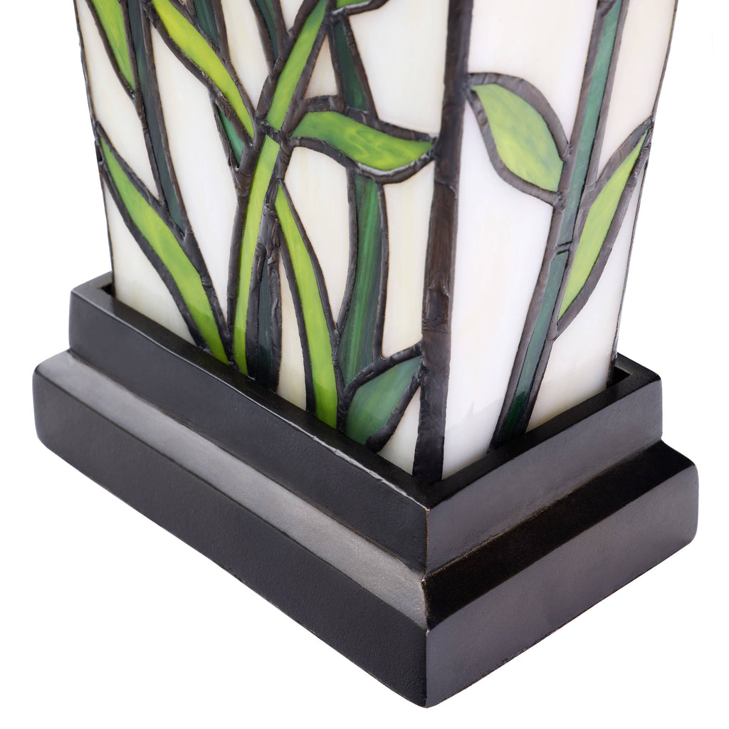 15.5" Floral Stained Glass Vase-Shaped Table Lamp