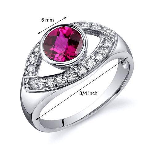 Created Ruby Round Cut Sterling Silver Ring Size 7