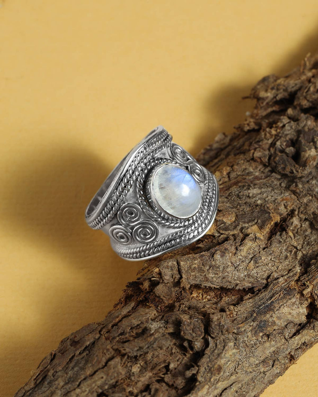 Rainbow Moonstone Gemstone Solid 925 Sterling Silver Ring: 10