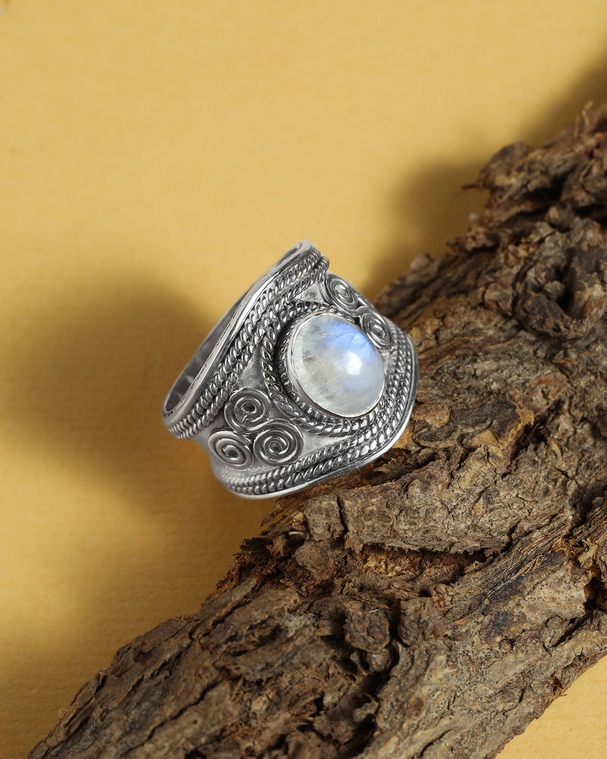 Rainbow Moonstone Gemstone Solid 925 Sterling Silver Ring: 10