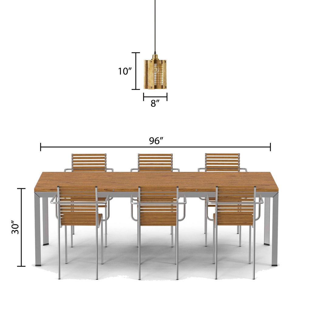 5"W Brushed Gold Metal Pendant Light with Wood Shade