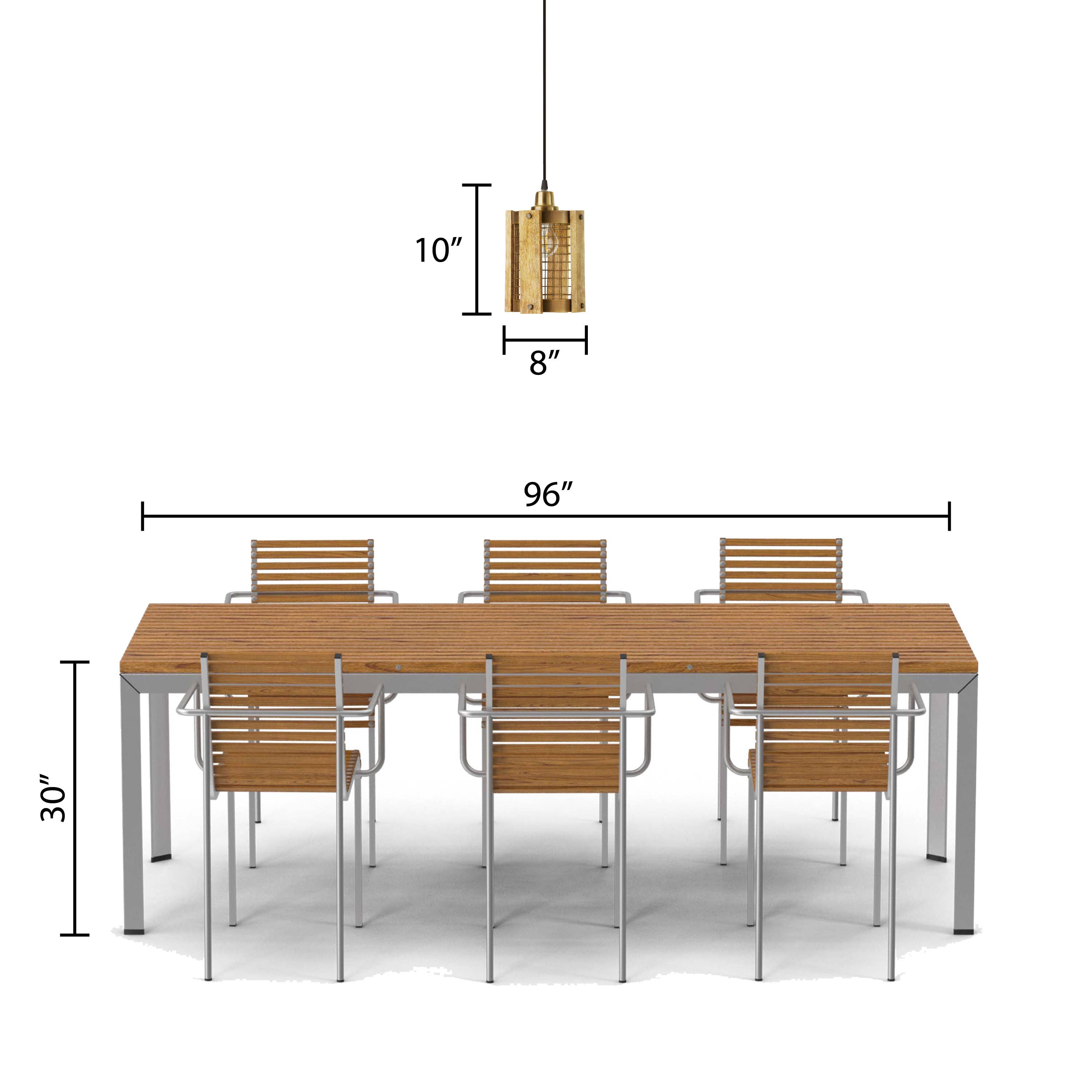 5"W Brushed Gold Metal Pendant Light with Wood Shade