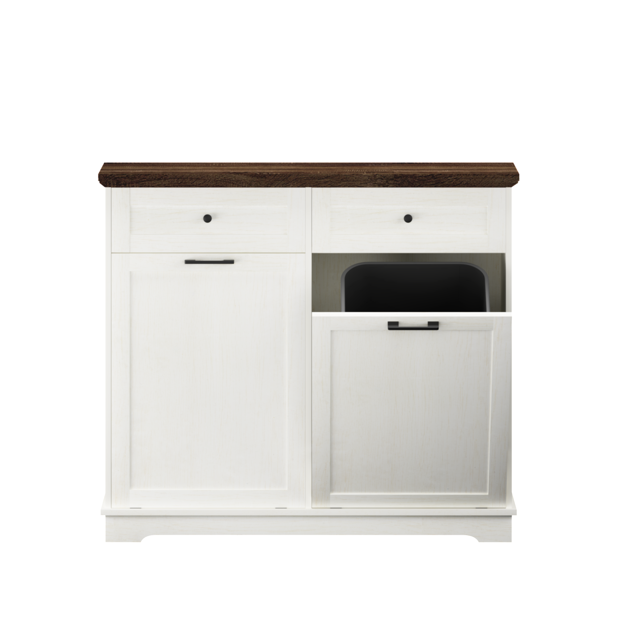 20 Gallon Double Tilt Out Trash Can Cabinet Freestanding Trash Bin Cabinet Wood Garbage Recycling Cabinet with Hideaway Drawer Pet Proof Trash Can Holder for Kitchen Living Room, Antique White: Default