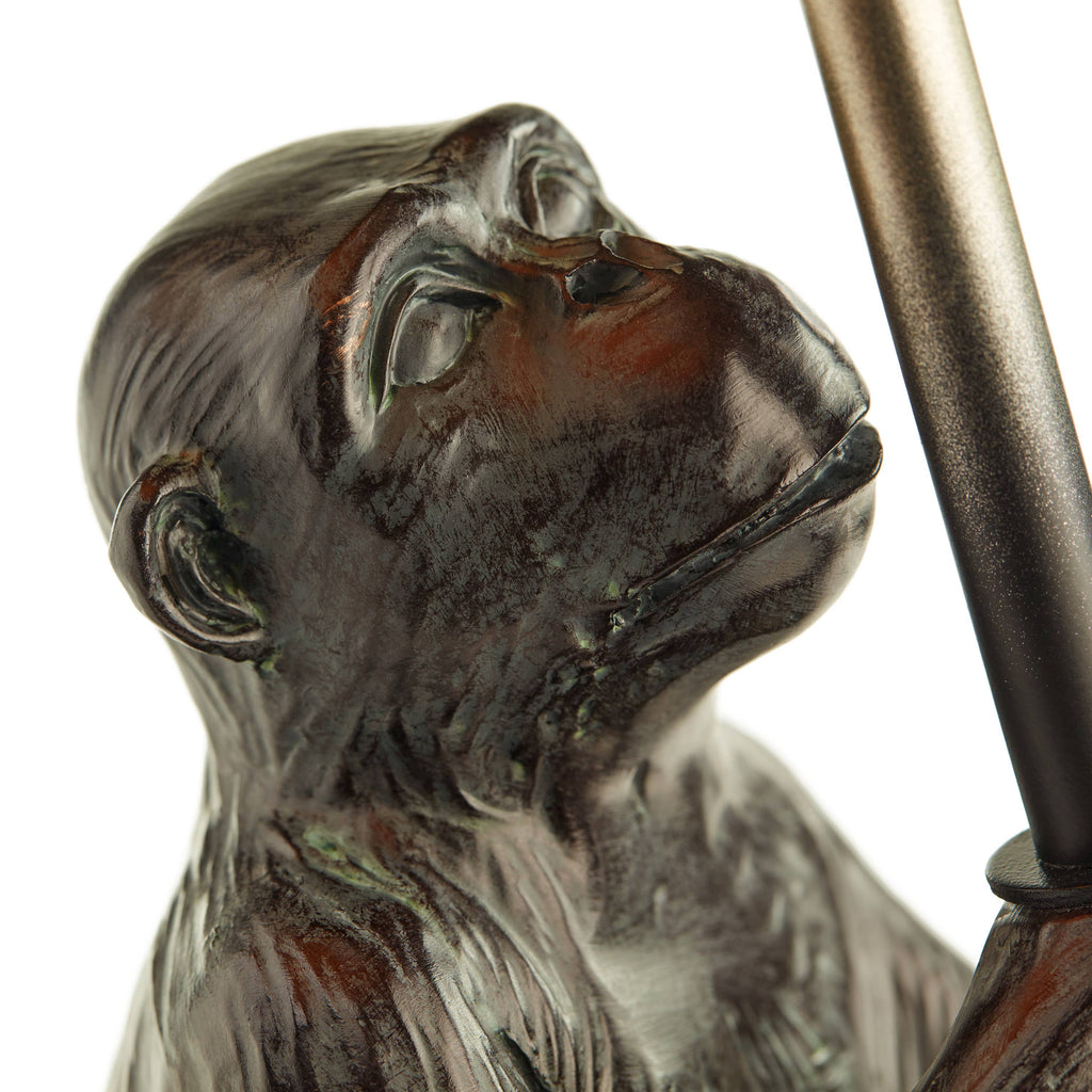 21.75" Whimsical Intellectual Monkey Amber Mica Table Lamp
