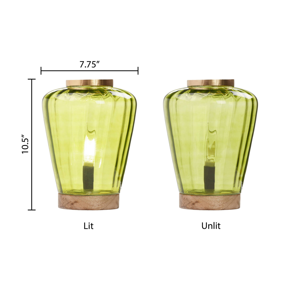 10.5" Chartreuse and Gold Glass Ginger Jar Accent Lamp