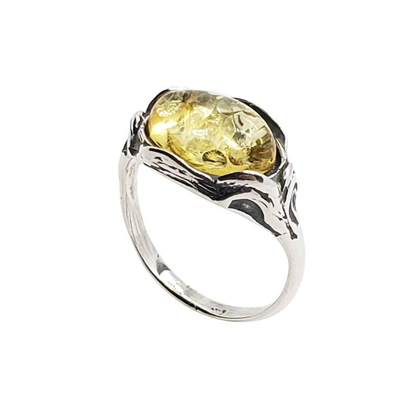 Citrine Amber Oxidized Silver Ring: 7