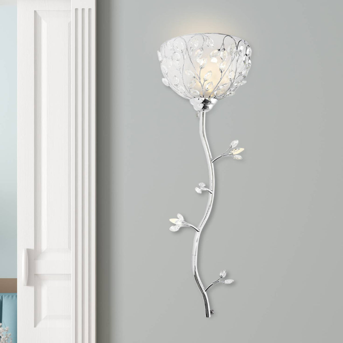 38.5" Crystal Glass LED Cordless Wall Sconce