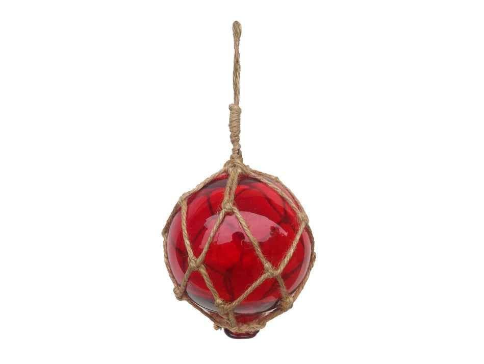 Red Japanese Glass Ball Fishing Float Decoration Christmas Ornament 4"
