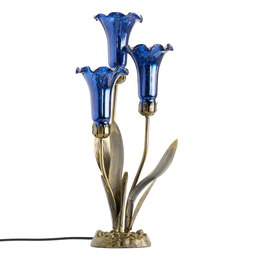 21" 3-Light Blue Mercury Glass Lily Table Lamp