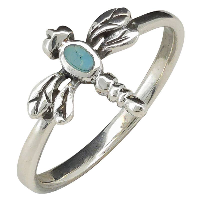 Turquoise Sterling Silver Dragonfly Ring: 9