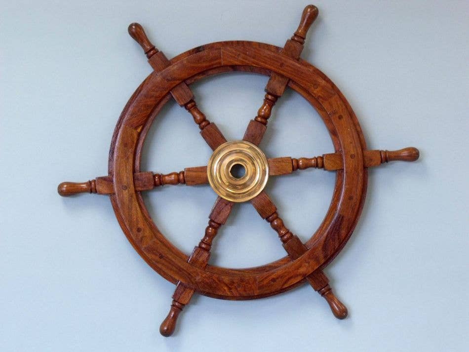 Deluxe Class Wood and Brass Decorative Ship Wheel 18"